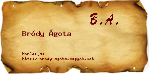 Bródy Ágota névjegykártya
